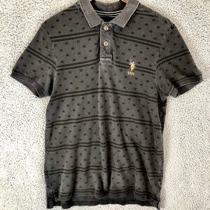 Vintage Us Polo Assn Mens Shirt‎ Size Medium Stars & Stripes Black Gray 90s